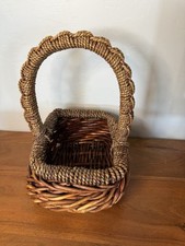 Vintage Circular Unpeeled Willow Natural Basket 11 L x7 W