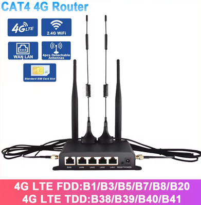 KuWFi 300Mbps CAT4 4G LTE Router WLAN Router 4 Stück abnehmbare Antennen w
