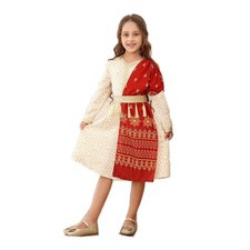 New Girl's Abaya India Print Tassel Arab With Belt Kaftan Wedding Children Dress