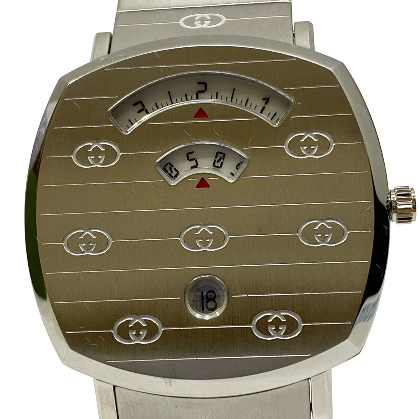 Gucci Grip Watch Silver Unisex 4cm/18.5cm Used