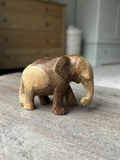 Carved Wooden Elephant African Small Wild Animal Figure Collectible