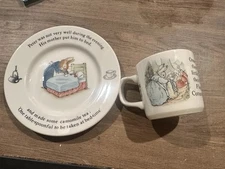 Wedgwood  of Etruria & Barlaston Plate & Cup Set w/ Peter Rabbit  Beatrix Potter