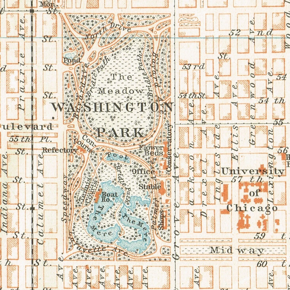 CHICAGO University of Chicago Antique map  1909  Original  Map City Plan  U.S.A - Image 4 of 4