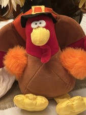 Vintage Thanksgiving Mr. Gobbles Turkey Plush 10" Stuffed Animal 1994 Gibson