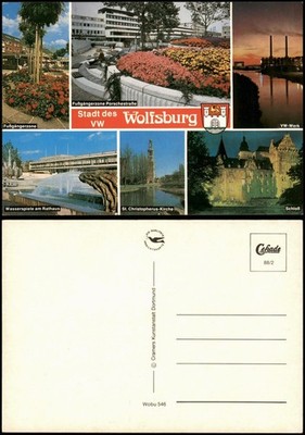 Wolfsburg Mehrbild-AK Stadtteilansichten, VW-Werk, Fußgängerzone uvm. 1988
