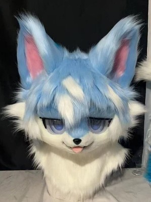 Fursuit Long haired Dog Fox Mascot Party Halloween Fur Cosplay(head)