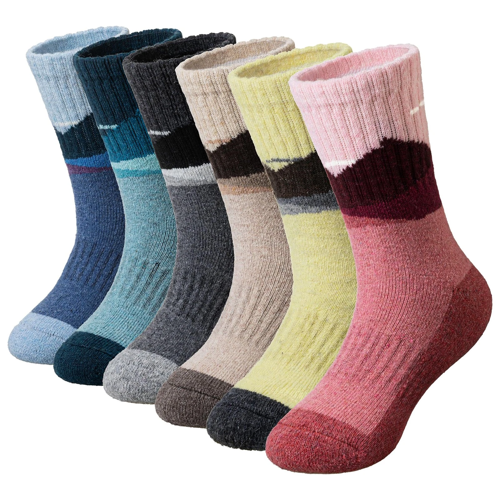 Kids Merino Wool Hiking Socks Thermal Winter Boot Cushions, 6 Pairs