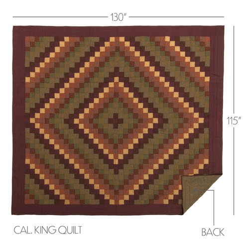 Primitive California King Quilt Set Red Patchwork Heritage Farms VHC Brands - 第 3/8 張圖片
