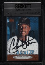 BAS 1996 Upper Deck Charles Johnson #73 Seal of Authenticity Auto 3c7