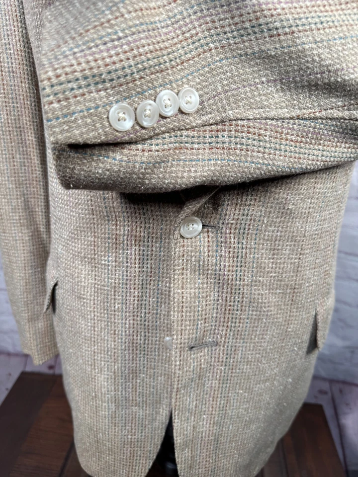 Jaqueta blazer ALEXANDER JULIAN masculina marrom BASKETWEAVE TWEED lã esporte casaco 40XL - Imagem 4 de 4