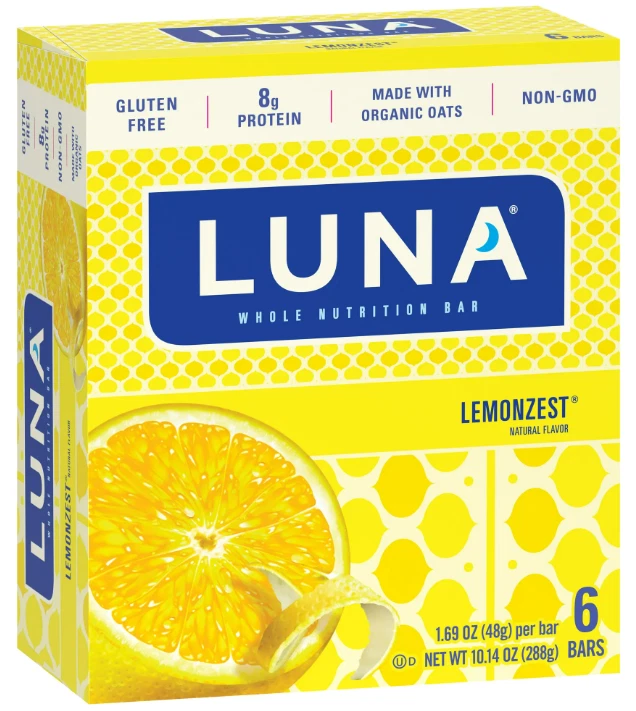 Бар LUNA — со вкусом лимонной цедры — без глютена — без ГМО — 7–9 г белка — сделано с O - Изображение 2 из 4