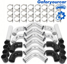 Universal 3 Aluminum Turbo Intercooler Pipe Tube Kit W Silicone Hose Clamps