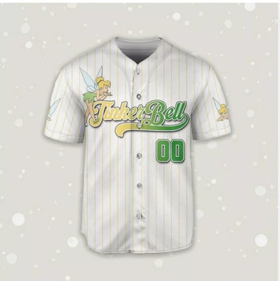 Personalized Love Tinker Bell Happy St. Patrick's Day 3D BASEBALL JERSEY SHIRT