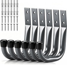 6-Pack Heavy Duty Metal Wall Hooks Large Garage Storage J Hooks Organization