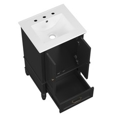 20" Bathroom Vanity with Sink, Bathroom Cabinet with Two Doors, Door Stopper and