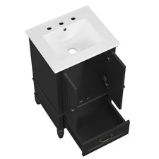 20" Bathroom Vanity with Sink, Bathroom Cabinet with Two Doors, Door Stopper and