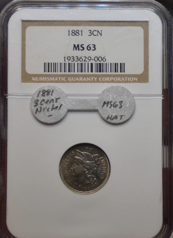 1881 Three (3) Cent Nickel NGC MS63 Nice Luster Nice Strike - Image 3 of 4