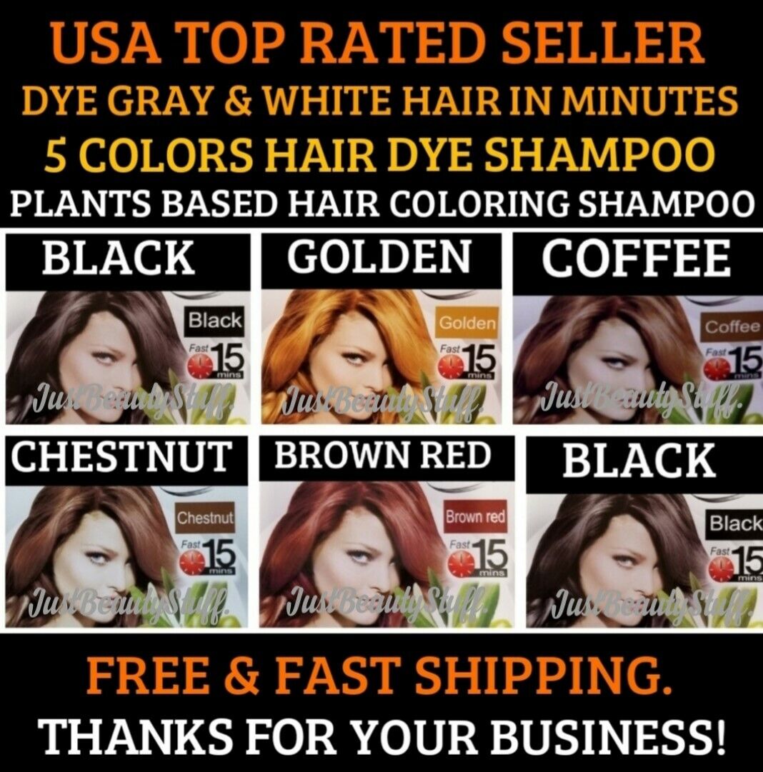 GRAY HAIR COLOR CHANGE SHAMPOO-BROWN BLACK RED-DYE GRAY&WHITE HAIR  MEN&WOMEN | eBay