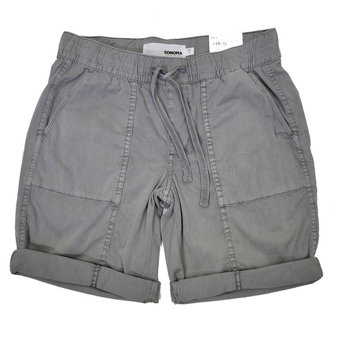 NWT SONOMA Gray roll up drawstring pull on Women's Shorts Size 4