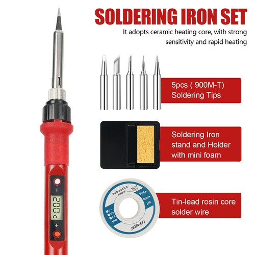 80W Soldering Iron Kit Electric Welding Tool Solder Tips Adjustable Temperature - Picture 5 of 23