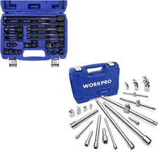 WORKPRO 19-Piece Drive Socket Extensions Set/ 18-Piece Drive Tool Accessory Set