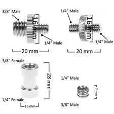 20x Adapter Mount Set -1/4 Inch and 3/8 Inch Converter Threaded Screws - Stan...