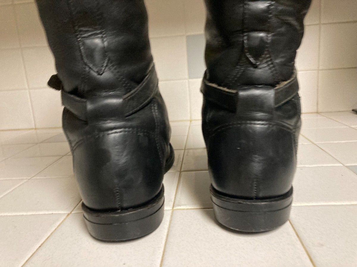 Harley Davidson Lace up Bucke up Motorcycle Boots Size 8D Vintage Made in USA ?SOLD? Harley Davidson eagle embroidered harness boots  main image 4