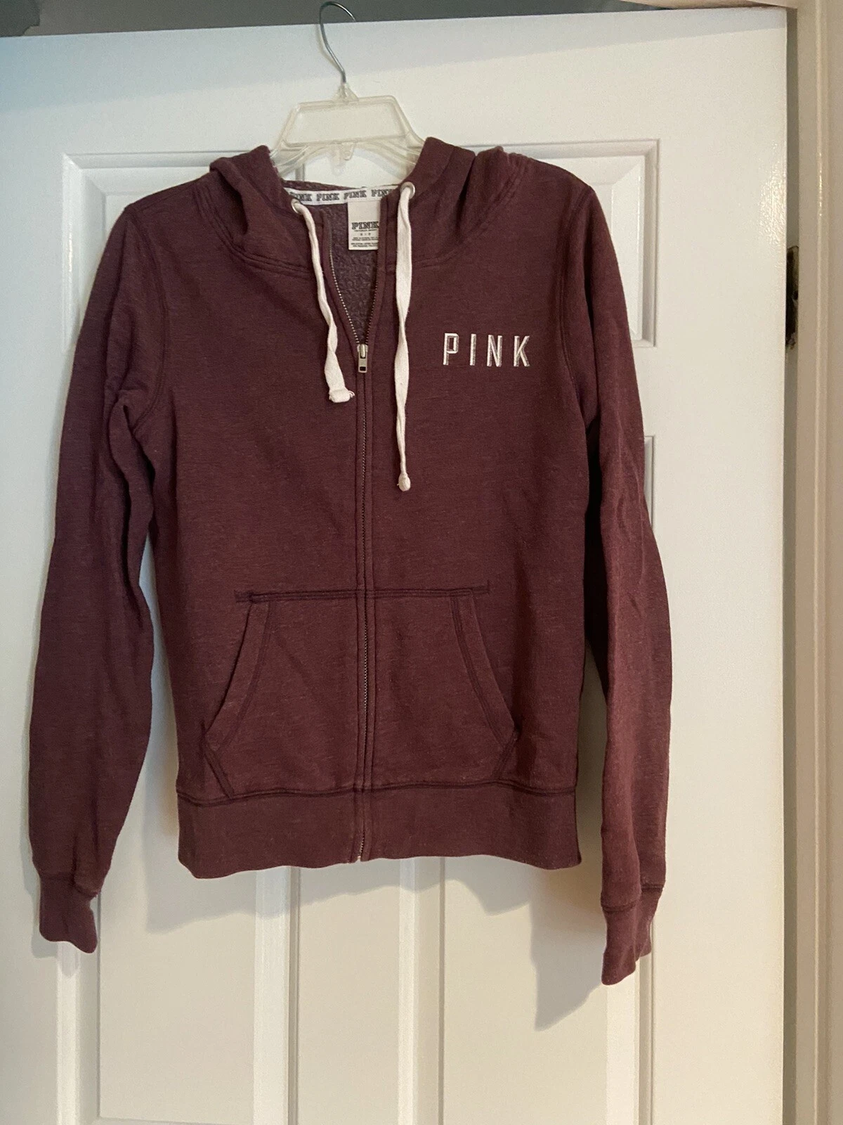 UNDERCOVER felpa con cappuccio victoria secret rosa full zip vino bordeaux taglia small