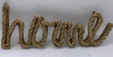 HOME Rope Sign Hanging Tiered Tray Decor MDF Wood Cursive Letters 12x4.5” NWT