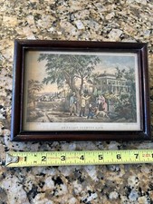 Antique 1800s Currier & Ives Print “AMERICAN COUNTRY LIFE” 152 Nassau St. NY