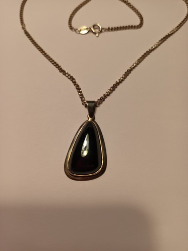 Anhänger mit Kette Echtsilber 835er 42cm Hämatit Cabochon 2,5cm 30er Jahre - Bild 10 von 12