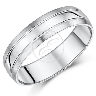 Palladium Ring 950 Matt Polished Wedding Band 5mm Solid
