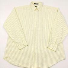 Nautica Yellow Blue Pinstriped Cool Cotton L/S Button Down Shirt Mens 16.5 34/35