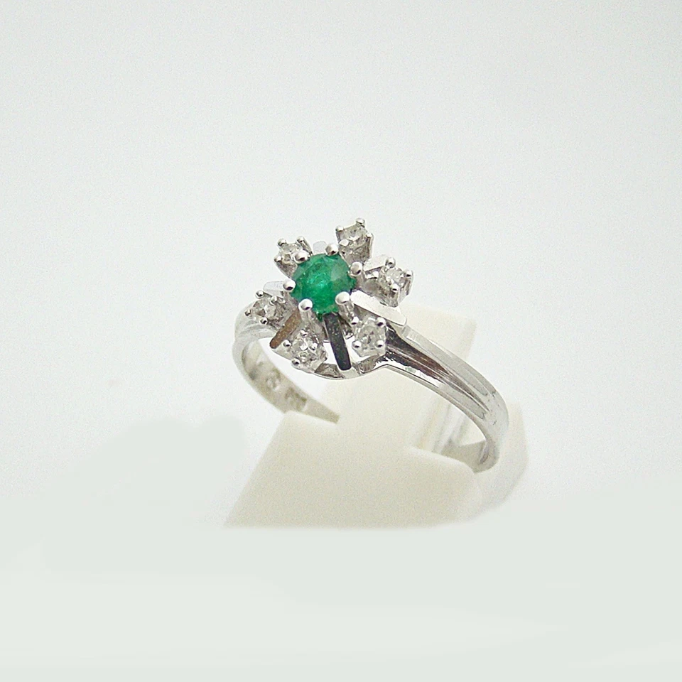 Ring Gold 585er Smaragd Brillant Goldringe 14 kt Diamanten Goldschmuck Edelstein - Bild 3 von 3