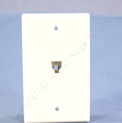 COOPER Flush Mount Voice Data Modular Jack Wall Plate Wallplate White 353-4W NEW