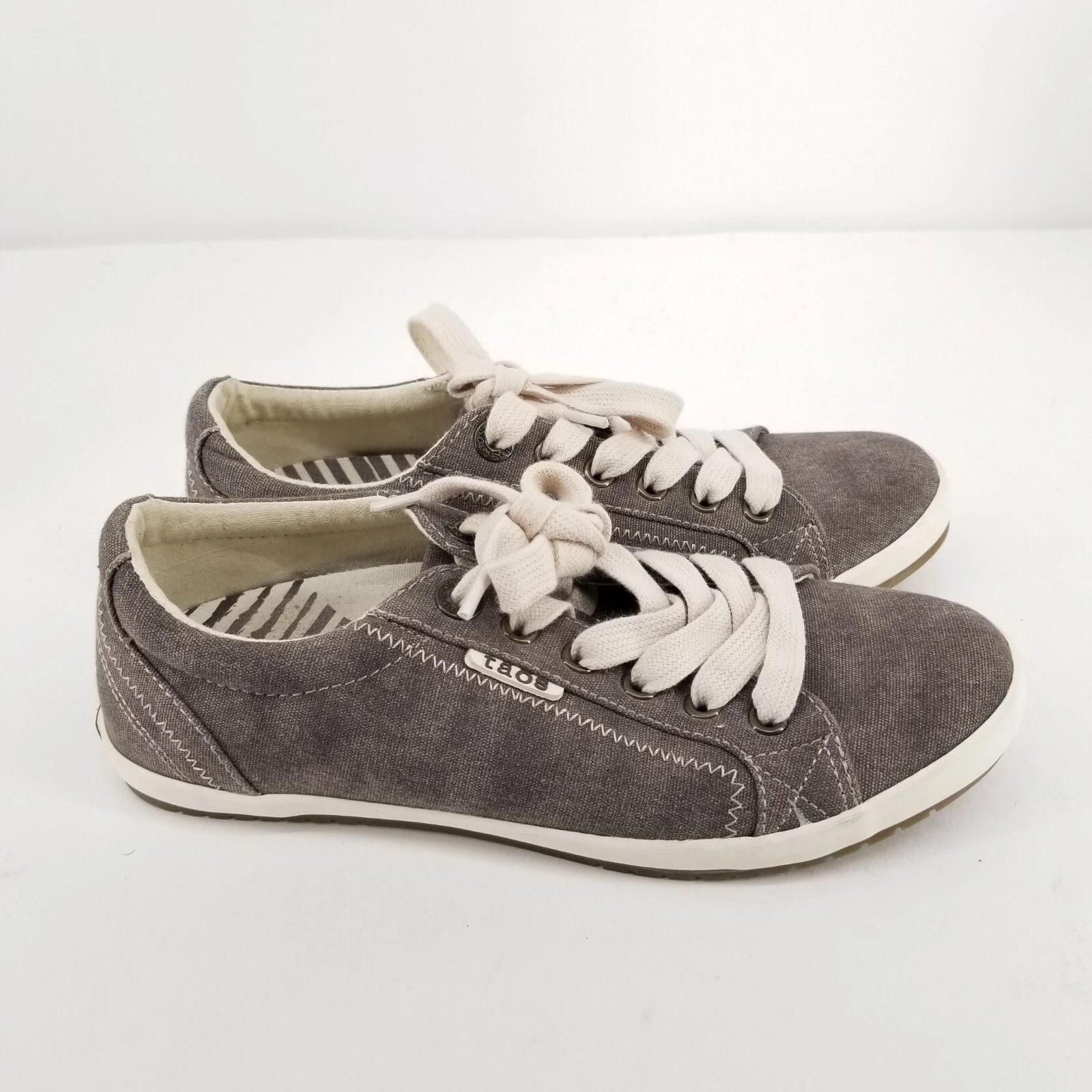 B54 Taos Star Shoes Women's 6.5 Gray Canvas Comfort Lace Up Casual Sneakers