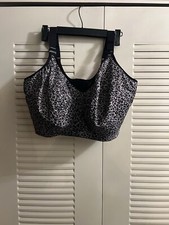 Goddess Wireless Banded Bra 38 L Gray Leopard Wicking Plus Size Lingerie