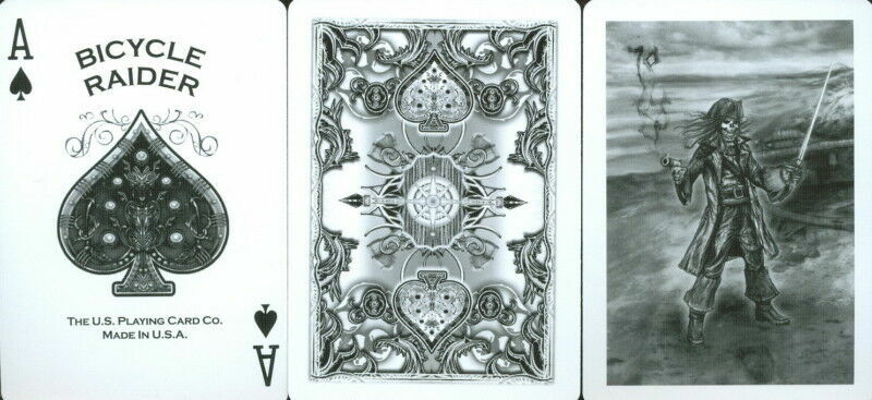 New Bicycle White RAIDER Edition Deck Playing Cards Rare by