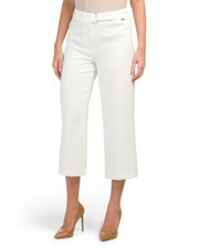 NWT - TAHARI Women's SOFT CREPE WIDE LEG CROP Ivory LINEN PANT - 12