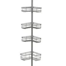 Glacier Bay "L" Style Pole Caddy in Satin Nickel with 4 Shelves