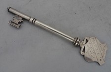 Edwardianisches Sterlingsilber Pr&auml;sentationsschl&uuml;ssel neu Wesleyan 1905 GLZX