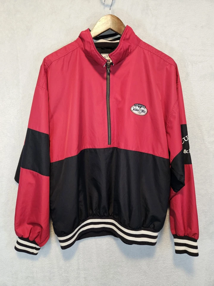 Cutter & Buck Golf M Mens Pullover Windbreaker Blue Red 1/2 Zip Yankee Trace SEE - Image 2 of 4