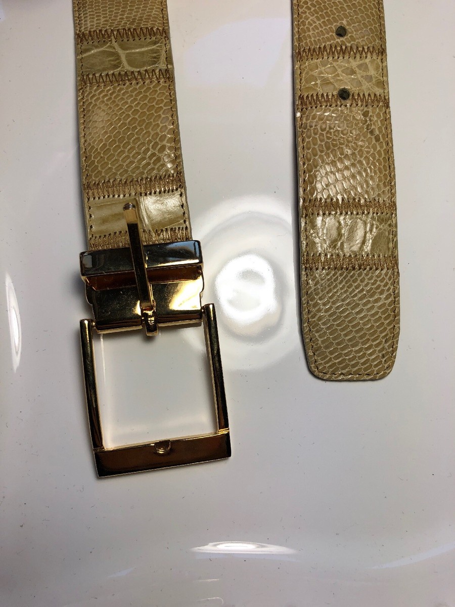David Eden Brown Crocodile skin Belt with Gold Buckle, L 42 inch NEW David Eden Men main image 4