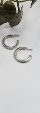 Sterling Silver 925 Minimalist Industrial Hoop Earrings Post Backs 