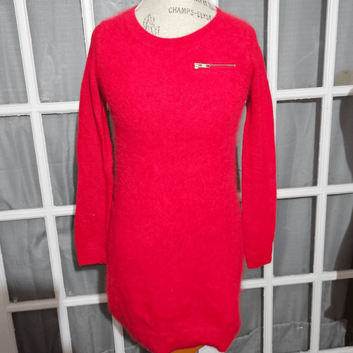 Wallace Womens Red Rabbit Hair Lambs Wool Cashmere Blend Sweater Small ...