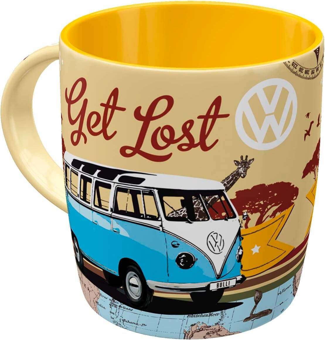 VW Mug, Camper Van Mug, Nostalgic Art Retro VW Camper Van Mug, Get Lost VW Mug
