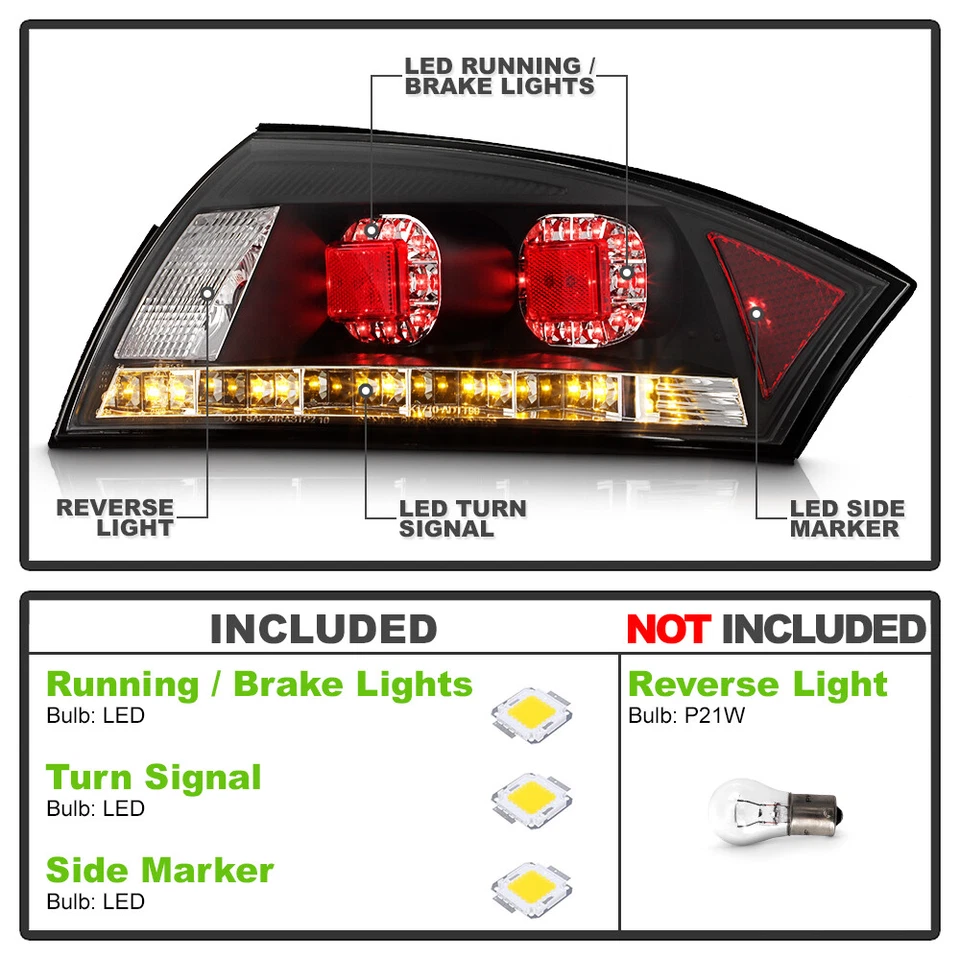Luces traseras LED negras para Audi TT Quattro 2000-2006 luces de freno izquierda+derecha Foto 4 de 4