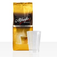 Darboven Alfredo Caffè Creme 1Kg Ganze Kaffee-Bohne + Latte Macchiato Glas