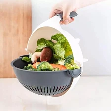 7-in-1 Vegetable Shredder Bowl with Drain Basket – Multi-Blade Slicer, Cutter