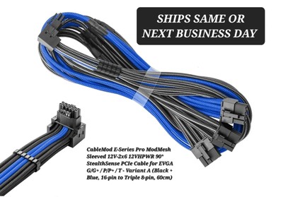 Triple 8 Pin 12V-2x6 12VHPWR 90° Stealth Sense PCIe Sleeved Cable  60cm Mesh USA